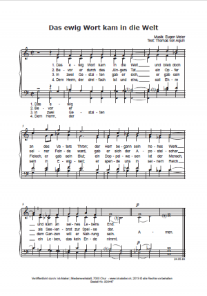 Das ewig Wort kam in die Welt